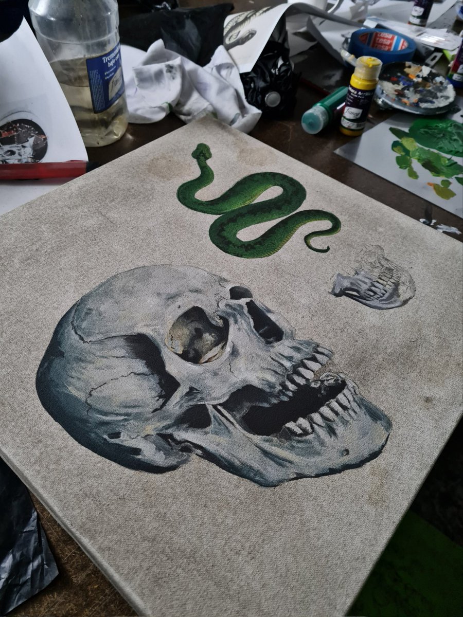 layosartista's tweet photo. Acrílico sobre lienzo / acrylic on canvas #skull #acrylicpainting #art #snake https://t.co/h59jX1Lv1y