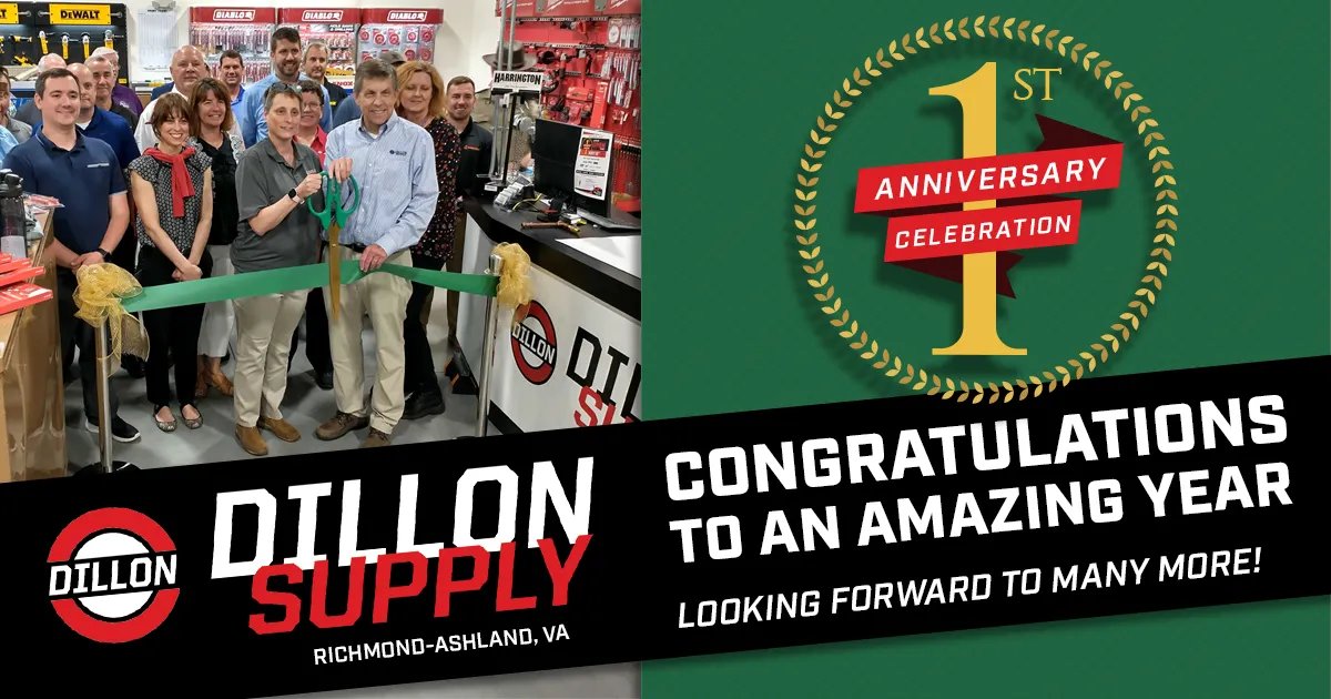 #Congratulations <a href="/DillonSupply/">Dillon Supply</a> #RichmondVirginia  to an amazing #1st year!
#hanovercountyva #ilovemychamber #richmondva