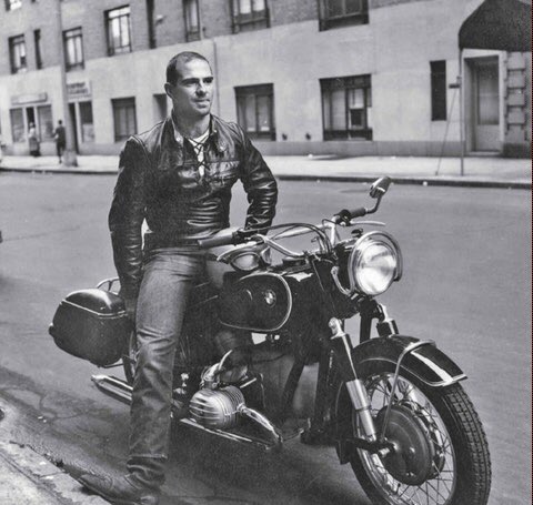 This photo of Oliver Sacks is a crowd pleaser, and the cover of his autobiography “On the Move.” He writes about his motorcycle rides to the Grand Canyon: (1/3)