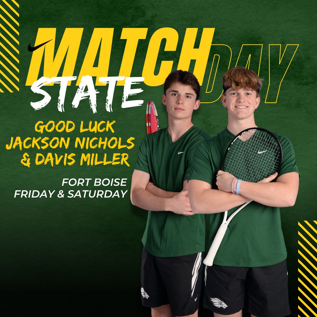 BorahAthletics's tweet photo. Good luck Jackson and Davis at STATE TENNIS! @BorahTennis https://t.co/tUEZK3m9ty