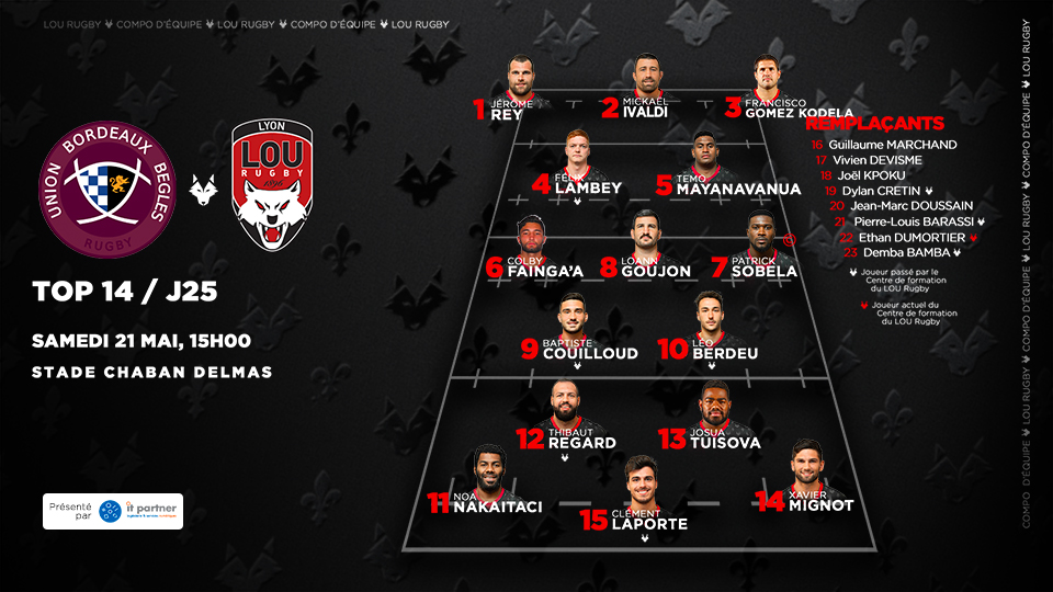 LeLOURugby's tweet photo. 🐺 La compo pour affronter l'@UBBrugby ce samedi (15h) !
Envoyez dès maintenant vos messages de soutien aux Rouge et Noir ⤵️
#UBBLOU #TOP14 #ObjectifTOP6 https://t.co/arDUpkC1CY