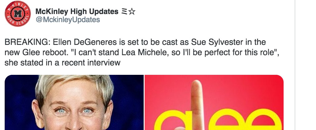 ThaDarrylOne's tweet photo. Did #AprilFools come late this year?

This is one #Gleek That will not be watching the #Gleeboot https://t.co/gqt8J11xy7
