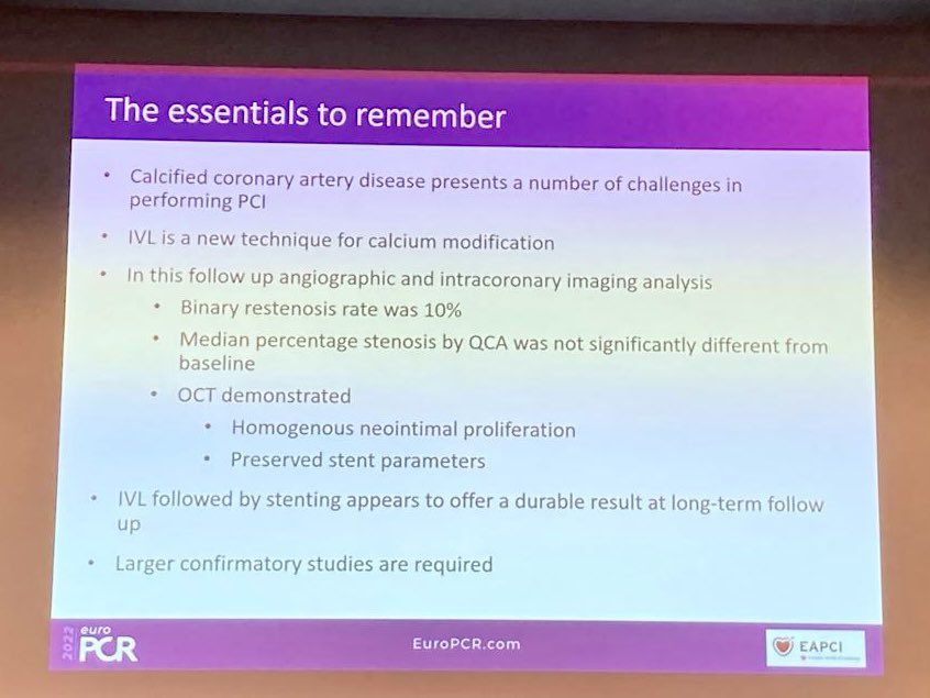 Shockwave Medical (@shockwaveivl) on Twitter photo Wonder what happens to the #ShockwaveIVL-induced fractures? Insights from the long-term angio & #OCT follow-up were presented by Dr <a href="/McInerneyAngela/">Angela McInerney</a> at #EuroPCR! The data indicate complete healing & preserved stent parameter.
ISI bit.ly/3iEq7fC <a href="/JEscaned/">Javier Escaned</a> <a href="/NievesGonzalo1/">Nieves Gonzalo</a> Wonder what happens to the #ShockwaveIVL-induced fractures? Insights from the long-term angio & #OCT follow-up were presented by Dr <a href="/McInerneyAngela/">Angela McInerney</a> at #EuroPCR! The data indicate complete healing & preserved stent parameter.
ISI bit.ly/3iEq7fC <a href="/JEscaned/">Javier Escaned</a> <a href="/NievesGonzalo1/">Nieves Gonzalo</a>
