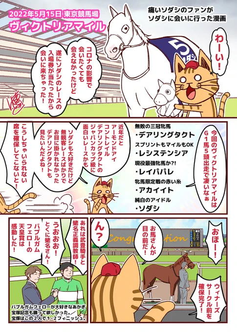 痛いソダシのファンがソダシに会いに行った漫画。ヴィクトリアマイル制覇、おめでとう!! 