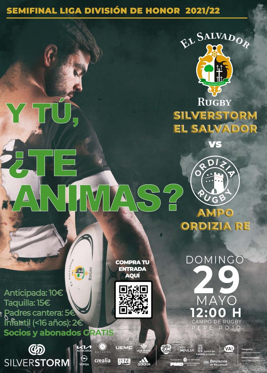 👉Estamos seguros de que sin ti, la semifinal <a href="/DHFerugby/">División de Honor de Rugby</a> no será lo mismo.

💪Y tú, ¿te animas? 

🏉 <a href="/silverstorm/">SilverStorm is now Thirdera</a> El Salvador🆚AMPO <a href="/ORDIZIARUGBY/">AMPO ORDIZIA</a> 
📆Domingo 29
🕛12.00
🏟️Pepe Rojo
🎫Entradas ¡ya a la venta! 👉 bit.ly/EntradasSemiDH

🏉#YTúTeAnimas 
🏳️🏴#MuchoChami