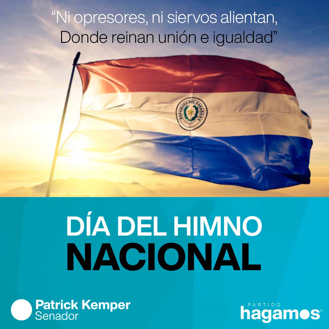 patrick_kemper's tweet photo. Hoy celebramos el día de uno de nuestros mas importantes símbolos patrios: El Himno Nacional 📃🇵🇾🎶
¡Mantengamos vivo el patriotismo de nuestros héroes y próceres!
#DiaDelHimnoNacional #HimnoNacional #Paraguay #Hagamos #HagamosPy https://t.co/V67ArNR3pV