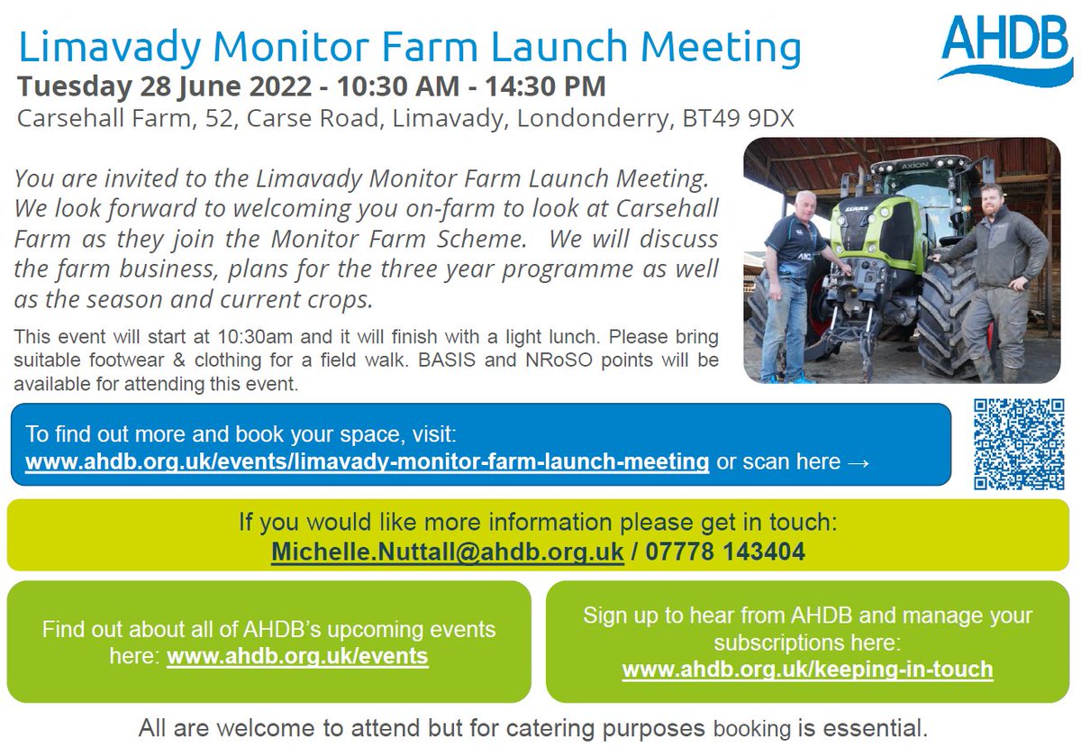 You are invited to join us for the launch of Limavady #monitorfarm on 28 Jun (10:30-2:30 inc. lunch) Book &amp; info here: ahdb.org.uk/events/limavad… <a href="/AHDB_Cereals/">AHDB Cereals</a> <a href="/UFUHQ/">Ulster Farmers' Union</a> <a href="/UlsterArable/">UlsterArableSociety</a> <a href="/GreenmountSRC/">CAFRE Greenmount SRC</a> <a href="/afbi_cross/">AFBI Crossnacreevy</a> <a href="/FJNorth/">Farmers Journal NI</a> <a href="/FarmingLifeNI/">Farming Life</a>