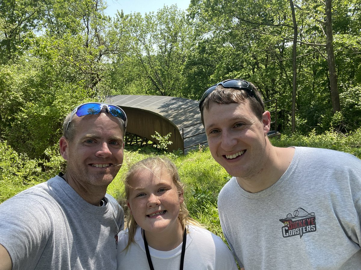 BuckeyeCoaster's tweet photo. Memories are made at #Coasterstock2022 each and every year! This year Addison & I got to share our yearly tradition with my best friend, Shawn! We are having a blast at the Behind the Scenes tour! #kingsisland #KI50 #KITours #Beast40 https://t.co/52ExrNu9nl