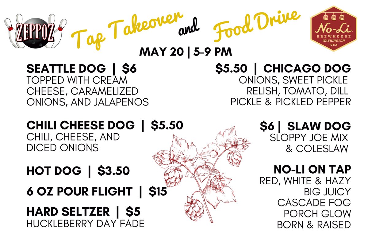 NO-LI is here and that's no lie! 
We are excited to support Palouse Cares and our local food banks tonight. 
Bring 5 non-perishable food items and receive an additional raffle ticket for sweet swag!