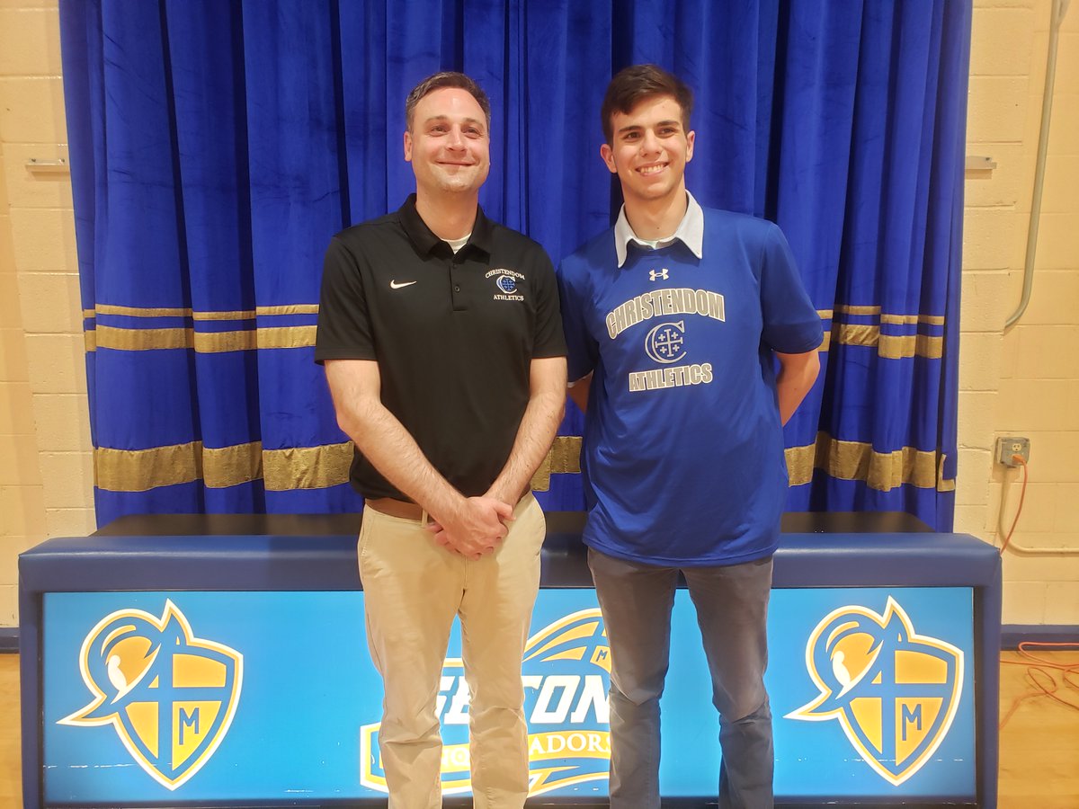 GmanJDub's tweet photo. The Seton Conquistadors happily announces talented senior baseball player Will Reese will play for Christendom College next year.  Crusaders Athletic Director Patrick Quest is present to welcome Will who was a VCAC All Conference selection. Congrats Will &amp; Much Future Success! https://t.co/pyWtT4iFzC