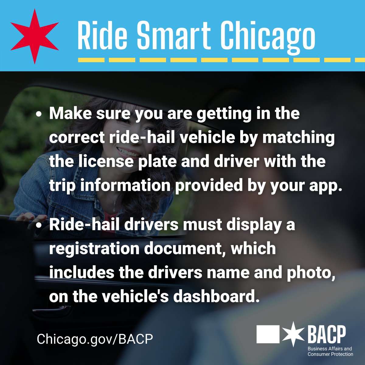 ChicagoBACP's tweet photo. With summer fest and concert season kicking into full gear, we'll be sharing taxi and ride-hail service safety tips all summer long. #RideSmartChicago #ConsumerProtection https://t.co/qFx4UTnGiy