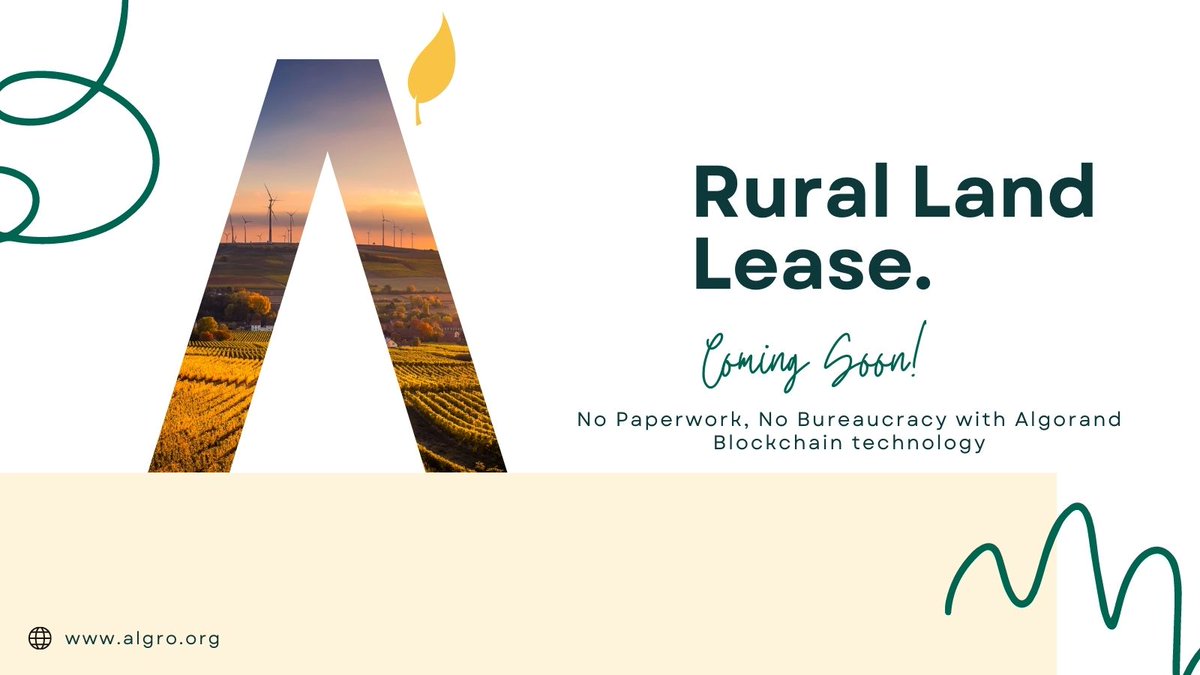 agrodib's tweet photo. Hello Community! 🧑‍🌾
We believe that with blockchain technology we can implement methods of leasing areas that allow a person from anywhere in the world to own a rural area. 🚜
No bureaucracy, no paperwork, with the speed of the most efficient blockchain on the planet!

#algofam https://t.co/TKs2CRIHLV