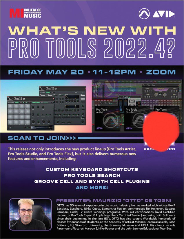 ottodetogni's tweet photo. It’s been a great pleasure: presenting the new Pro Tools 2022 (groovecell) to students/alumni and instructors/faculty at @mihollywood !!! @AvidProTools @Avid https://t.co/Dr68JcwJav
