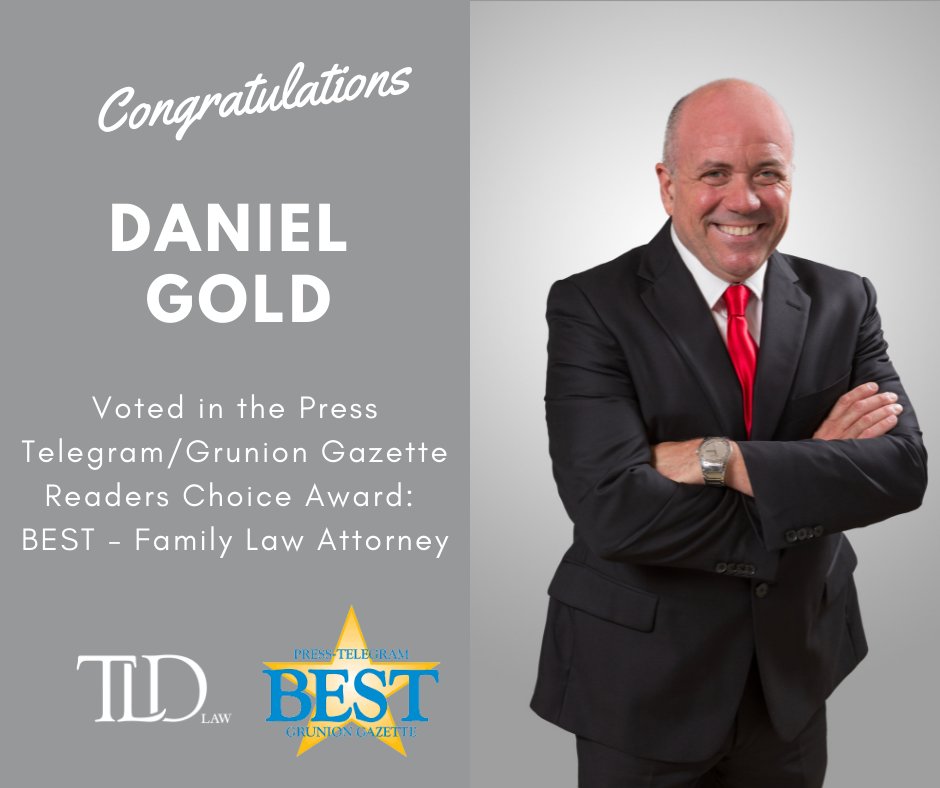 Please join us in congratulating Daniel Gold, who has been voted in the Press Telegram/Grunion Gazette Readers' Choice Award as the BEST – Family Law Attorney! Mr. Gold has been a Partner at TLD Law since 2002, and we thank him for his years of service. bit.ly/3Nvb3NF