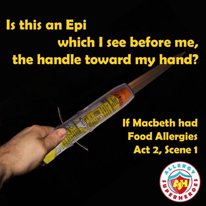 allergyheroes's tweet photo. Even when you go out to enjoy the Scottish Play, remember to take your epinephrine with you. Take it everywhere! #AreYouAware #Shakespeare #EpiFirstEpiFast #EpiSavesLives #EpiPen #AuviQ #Epinephrine #Anaphylaxis #MacBeth https://t.co/SADStJCNyu