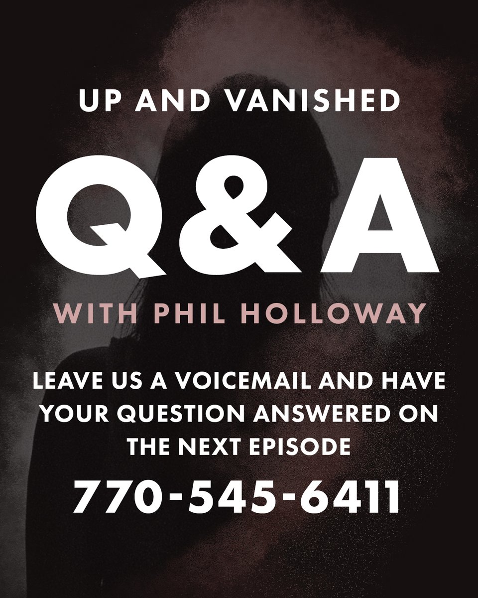 upandvanished's tweet photo. Send us your questions for next week's Q&amp;A episode with Phil Holloway.  @PhilHollowayEsq #upandvanished #taragrinstead https://t.co/URIpCyXlzp