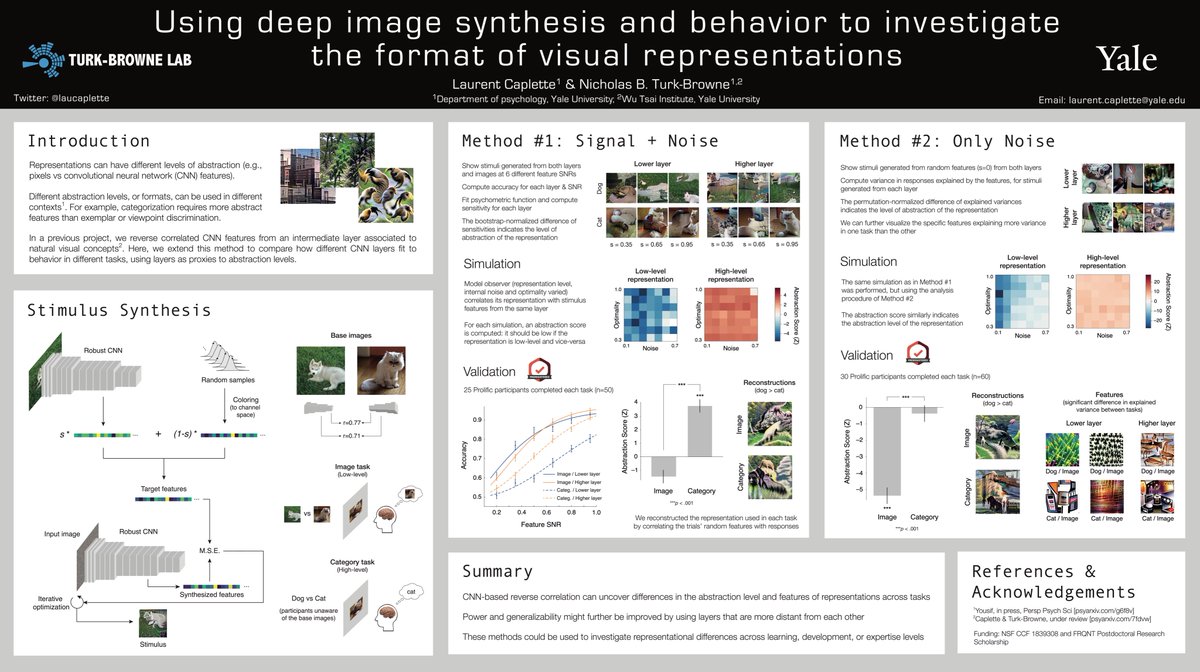 #VSS2022, my 7th (!) in-person VSS, was amazing!! Lots of cool people and cool science. Poster is now online and ready for V-VSS. Also here it is, if you're curious about our method to investigate the abstraction level of visual representations!
