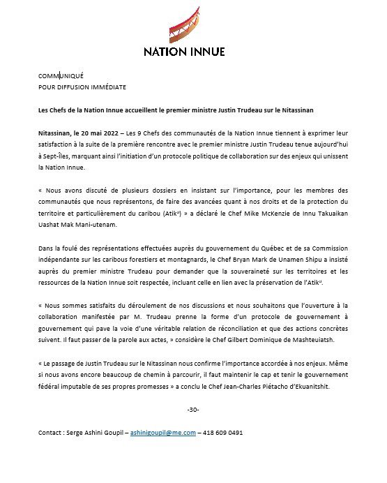 Chefs #nationinnue accueillent le premier ministre <a href="/JustinTrudeau/">Justin Trudeau</a> sur le #Nitassinan : discussions sur caribous forestiers, protocole politique, enjeux sociaux, gardiens du territoire, infrastructures. #polqc
