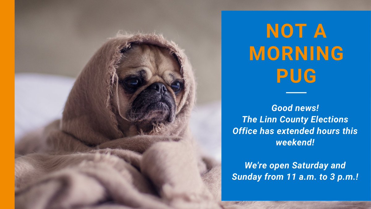 lc_elections's tweet photo. Still need to vote in the June 7 Primary?
Good news, our office has extended hours this Saturday & Sunday from 11 a.m. to 3 p.m.
We're located at 935 2nd ST SW in Cedar Rapids. https://t.co/r9UETeMWL0