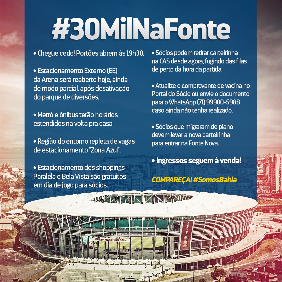 ecbahia's tweet photo. 🔥🔥🔥 Chegamos a 10 mil ingressos vendidos, além dos mais de 14 mil Sócios Acesso Garantido aptos ao jogo desta noite. Setor Sul também aberto! Restam menos de 2 mil para abrir o terceiro andar. Veja dicas importantes! ➡️ https://t.co/sSTVZbj7TP #BBMP https://t.co/y1IqA23d9R