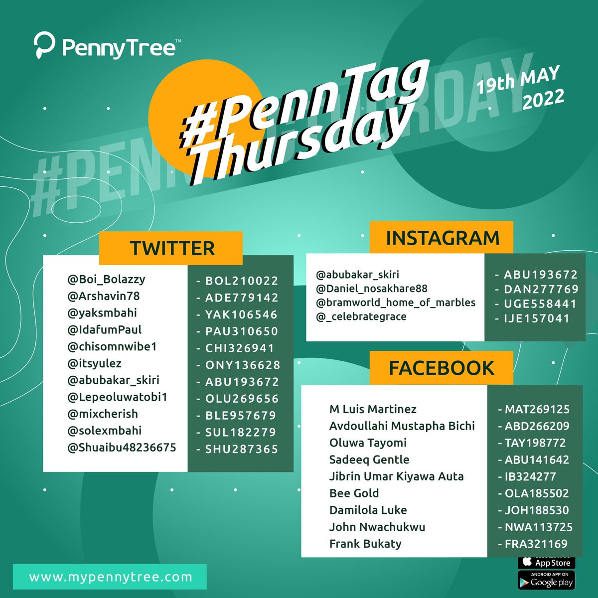 mypennytree's tweet photo. If you can see your #PennTag in the image, check your bonus wallet π°
Congratulations ππΌππΌπ―
PS: Go get verified on your PennyTree App today. If you need help, send a DM or chat in-app.
#PennTagThursday https://t.co/ZiKyaYSD2A