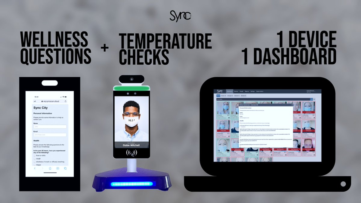 SyncCityTech's tweet image. Wellness Questions + Temperature Checks + Attendance Reports
Email Us: Info@Sync.City for Pricing &amp;amp; More!

#TemperatureChecks #TemperatureScanner #newvariant #WellnessQuestions #WellnessCheck #StaySafe #Covid19