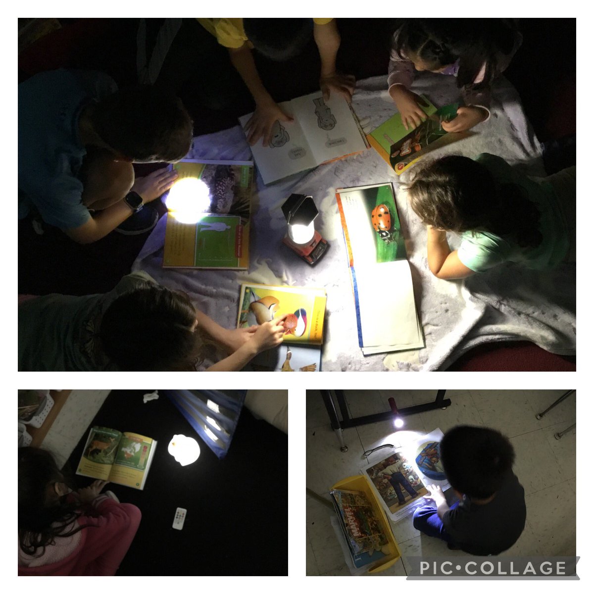 MrsCarrFRSD's tweet photo. “F” is for Flashlight Friday! First grade enjoyed reading books by flashlight! #BookTwitter RHRaccoons @FlemRarSchools @RobertHunterES https://t.co/yX9rMo9nq9