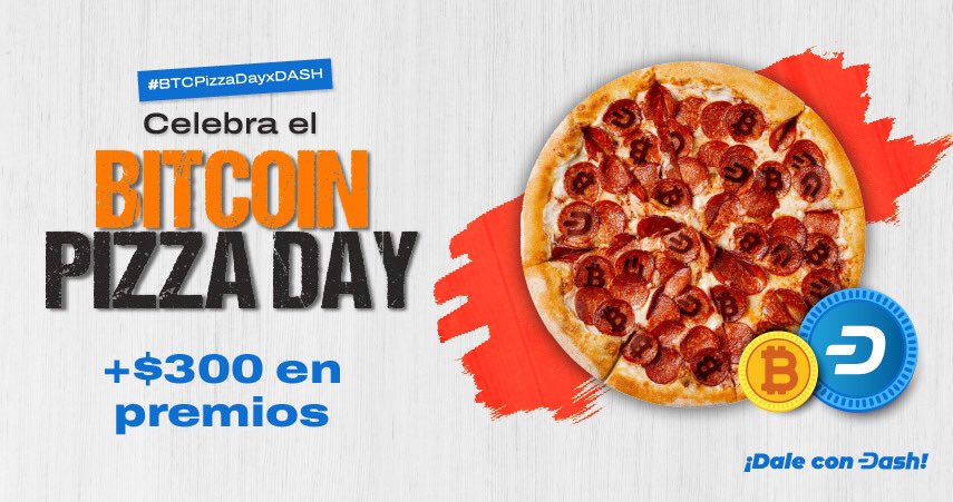 dashpay_espanol's tweet photo. 🥳 A partir de hoy recordamos un año más desde la primera compra con criptos.

Y para celebrar el #BitcoinPizzaDay, premiaremos a 3 afortunados con $100 en DASH.

PARTICIPA👇
1️⃣Follow 

2️⃣Dinos qué te gustaría comprar con criptos y usa el #BTCPizzaDayxDASH 

3️⃣RT

📣Cierra 22/05 https://t.co/lMZxUKhuP5