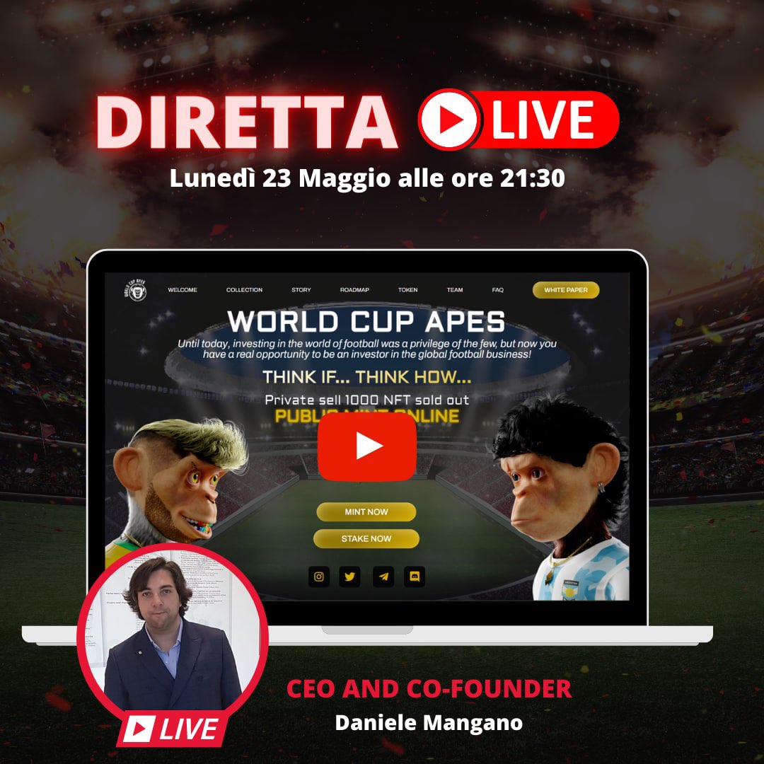 WCAPES on X: Be ready! Free your diaries and don't make commitments!  Because on Monday 23 at 21:30 Italian there will be a live with the  founders of World Cup Apes! We