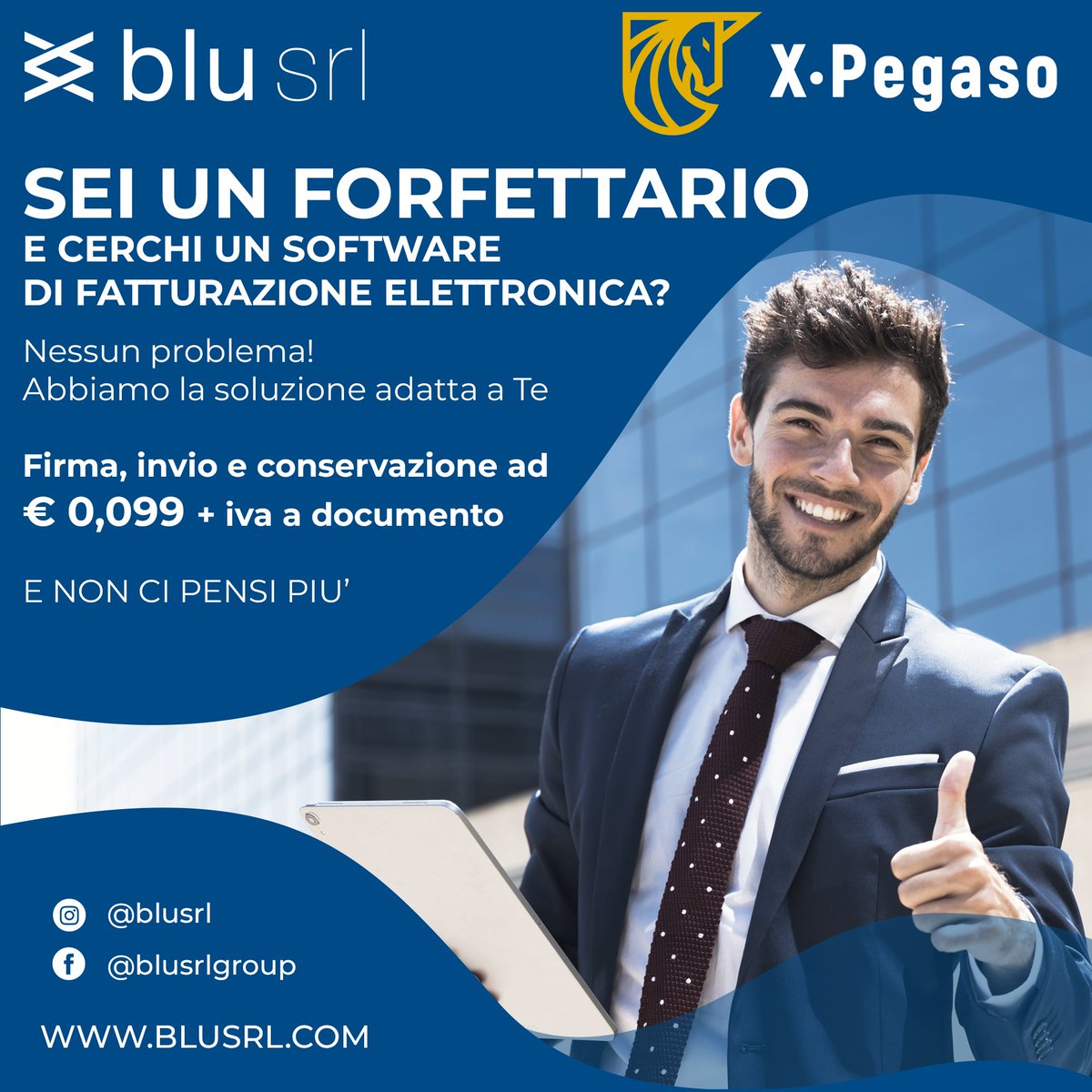 BLUSRL's tweet photo. Sei un forfettario e cerchi un software di fatturazione elettronica?
Nessun problema, Blu srl ha la soluzione adatta a te
🙂
Firma, invio e conservazione ad € 0,099 + iva a documento

Contattaci allo 0875.912000 oppure invia un'email a commerciale@blusrl.com https://t.co/wNqCXzEcpL