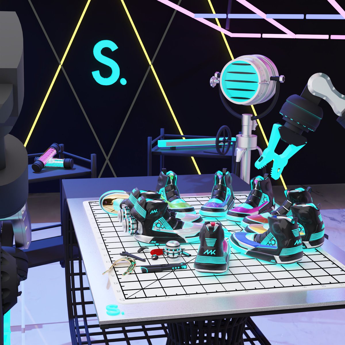 sampleapp_co's tweet photo. Meanwhile in the lab 🧪 RoboKicks is still testing and building new kicks...

RT this tweet to win a mysterious reward 👟

#metakicks https://t.co/gWFZ8ZeqS7