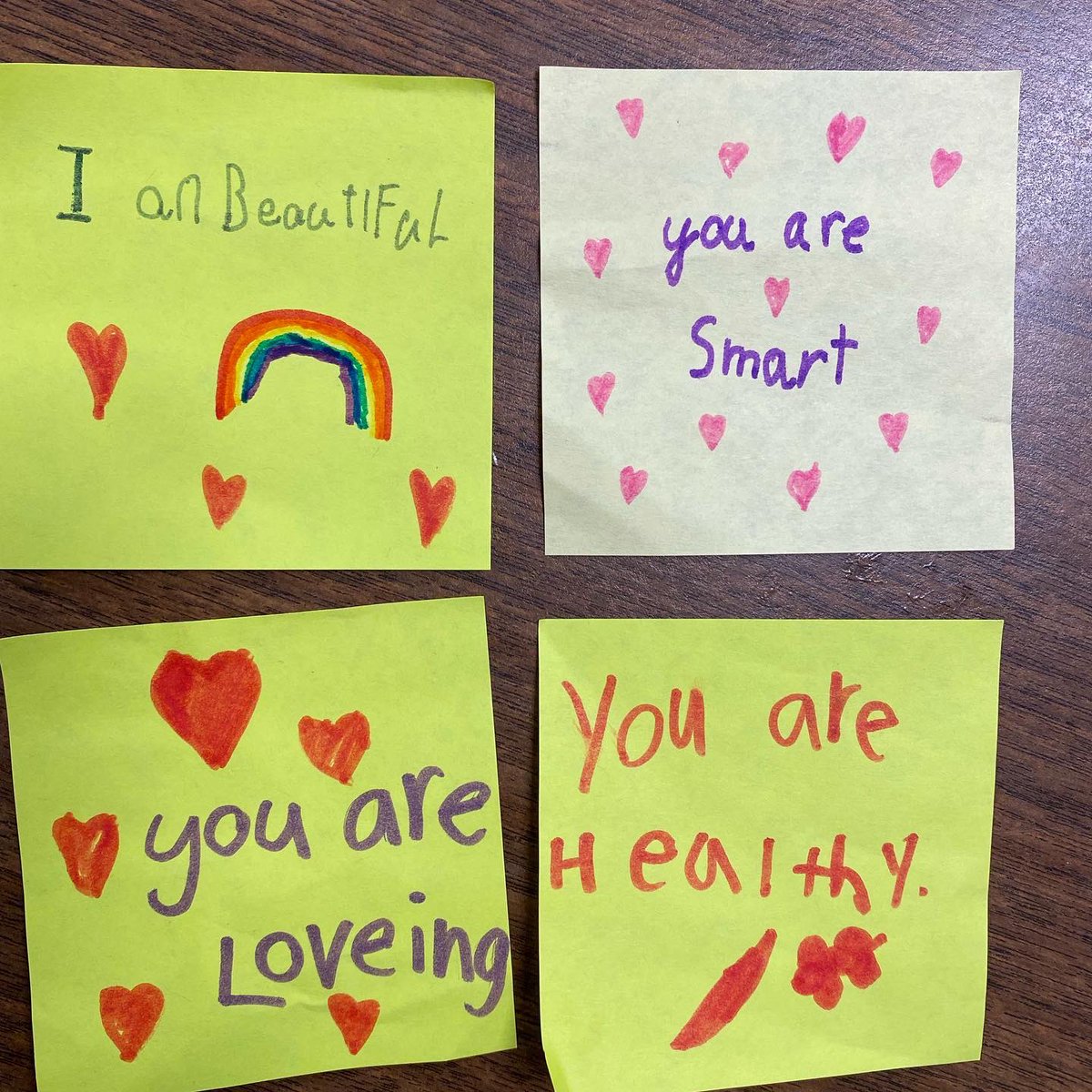 IHPrimary's tweet photo. Mrs. Theiss’ class asked for sticky notes during morning free time and these started showing up randomly around the room! #shineweek #ihpromise https://t.co/HjNL8uC3S2