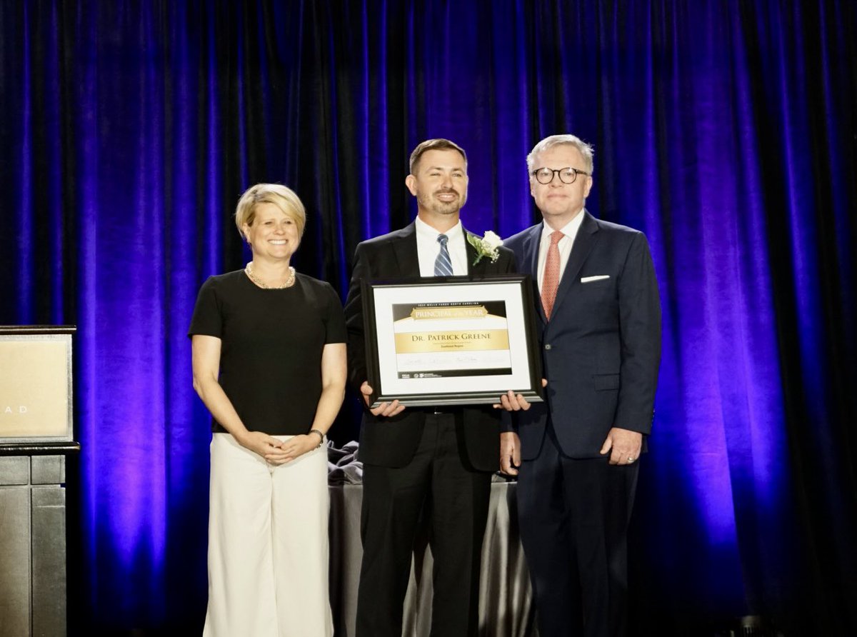 CTruittEdu's tweet photo. Congratulations to the 2022 @WellsFargo North Carolina Principal of the Year, @DrPatrickGreene of @GreeneCoSchools! #NCTOYPOY #nced https://t.co/ZzLRmFtmsC