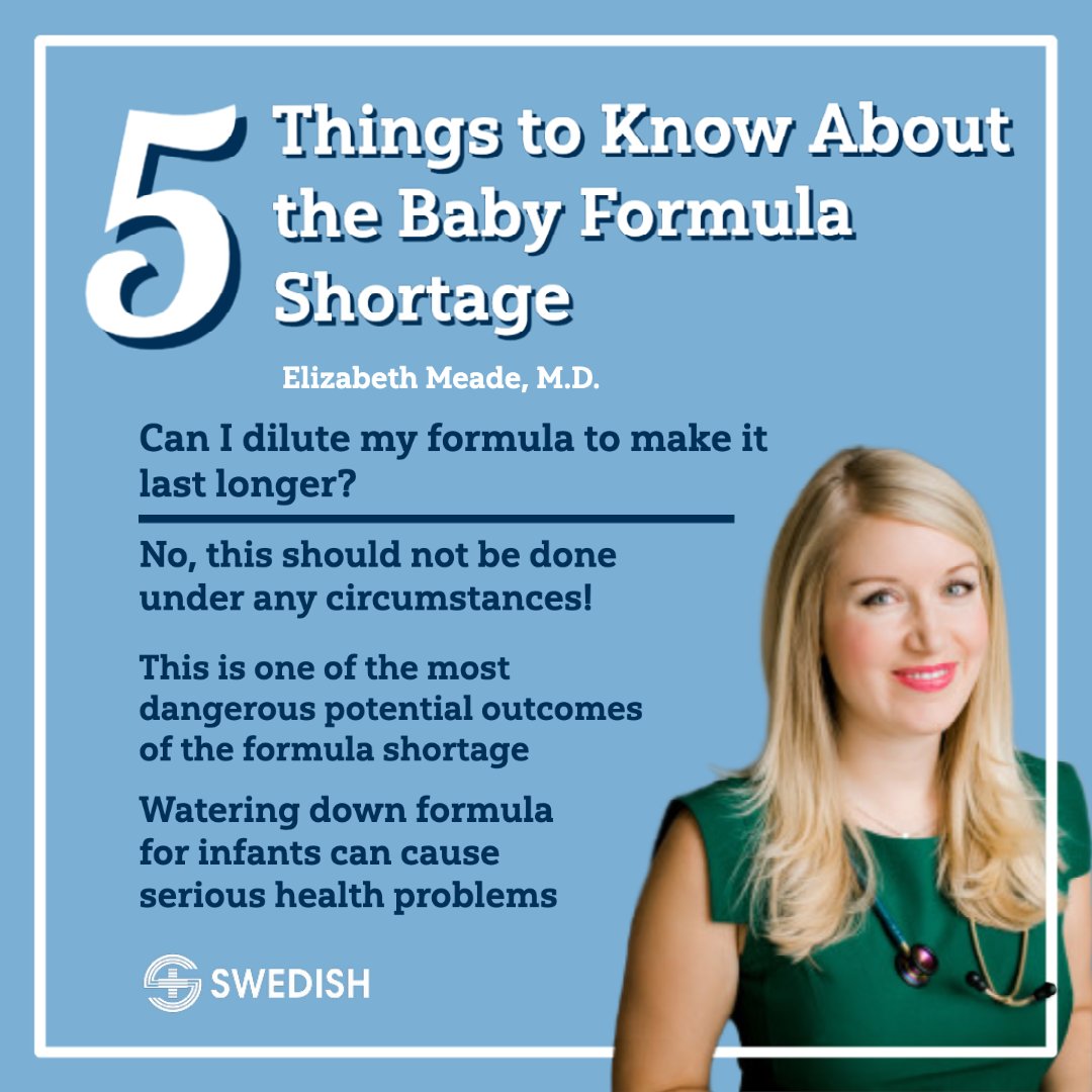 Supplies of #baby formula across the country have been drastically curtailed in recent weeks. <a href="/EMeadeMD/">Elizabeth Meade, MD</a>, answers some questions about the shortage and shares advice for parents to help ensure their infants are receiving proper nutrition. swedishnw.org/6010bPCmk