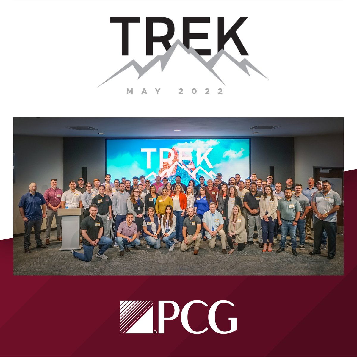 PCIcontracting's tweet photo. After a year with the company, employees get to attend TREK where they learn more about the culture, resources, and benefits available to them. Congratulations to all of the attendees for taking this next step on your PCG journey! #whyPCI #PCIproud https://t.co/565u90kxqX