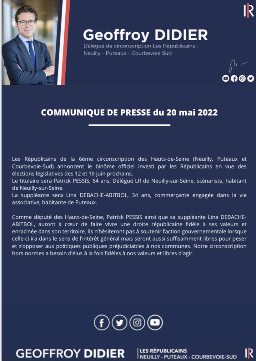 lr9206's tweet photo. 🚨La #6eme circo des @hautsdeseinefr aura bien une candidature LR 👇🏻 https://t.co/7ocYSFmap0