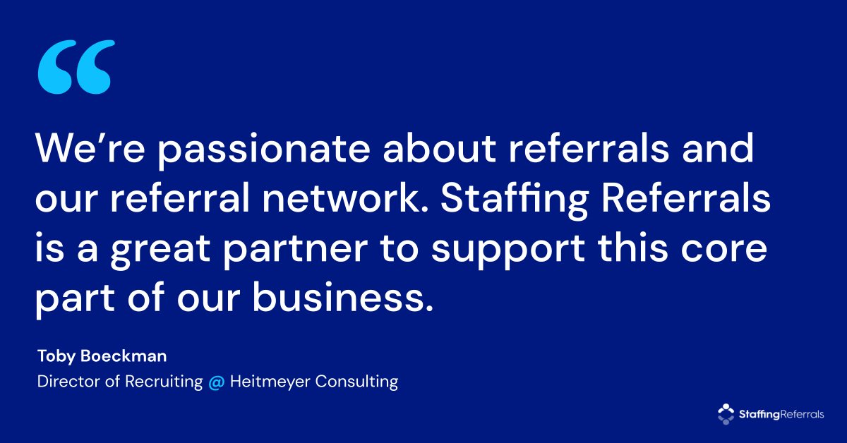 dfolwell's tweet image. “We’re passionate about referrals and our referral network. Staffing Referrals is a great partner to support this core part of our business. It’s been a phenomenal ride.” #AutomatedReferralManagement #StaffingSoftware #StaffingReferrals hubs.la/Q01bvb-J0