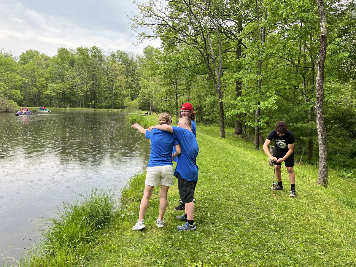 michaelzackon's tweet photo. A little rain did not stop the fun and learning at this years Life Skills camp!  #qcsd  (…and only one adult “fell” in the pond:) @OfficialQCHS @trumelem https://t.co/cDvXLNUEnO