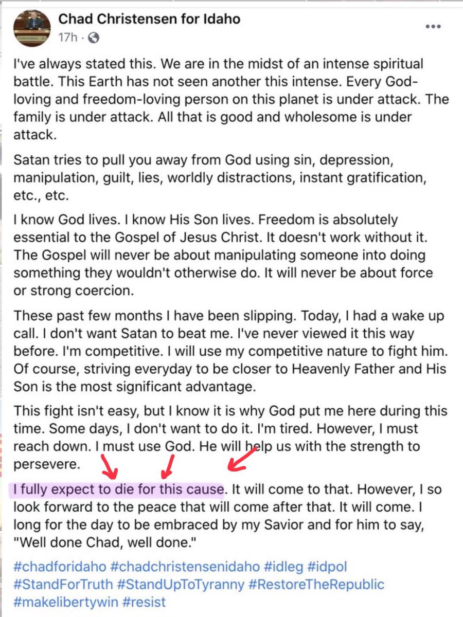 TheMysterE15's tweet photo. Is it me, or does #MadChad sound like an Islamic Taliban fighter? See highlighted portion. This whole message is vile and should be alarming to anyone he deems an enemy to his fairytale. #idgop #GOPextremist https://t.co/mqXf0HQQHg