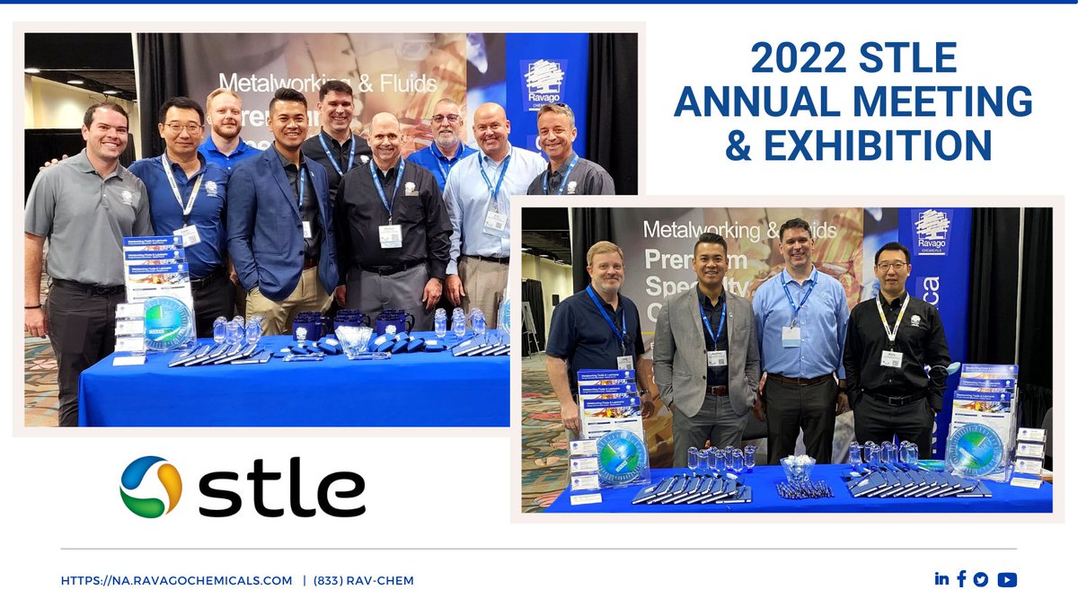 RavagoChem's tweet photo. The #STLE Annual Meeting &amp; Exhibition was a great success! 
We wanted to say thank you for visiting our booth and we look forward to seeing you again next year!

#ravagochemicals #rcna #STLE #metalworking #lubricants #specialtychemicals #innovation #sustainability https://t.co/W4Vmv0JKmH