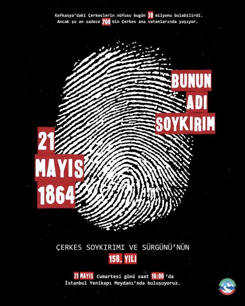 gmcerkesgk's tweet photo. Büyük Çerkes Sürgün ve Soykırımının
158.senesinde savaşta, sürgün
yollarında can veren atalarımızı
saygıyla anıyoruz. Unutmadık, asla unutturmayacağız! #BununAdıSoykırım #21Mayıs1864 https://t.co/r6yGrnNCuS