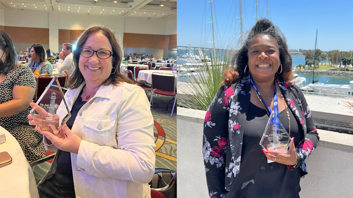 Two alumni from our <a href="/SDSU_EDL/">SDSU Ed. Leadership Dept. PK12 Concentration</a> Ed.D. program were recently honored for their leadership by <a href="/SanDiegoCOE/">San Diego County Office of Education</a>. Congratulations to Lighthouse Award recipients Amy Illingworth ('15) and Cynthia Larkin (’13)!

📰 sdsucoenews.blogspot.com/2022/05/edl-do…