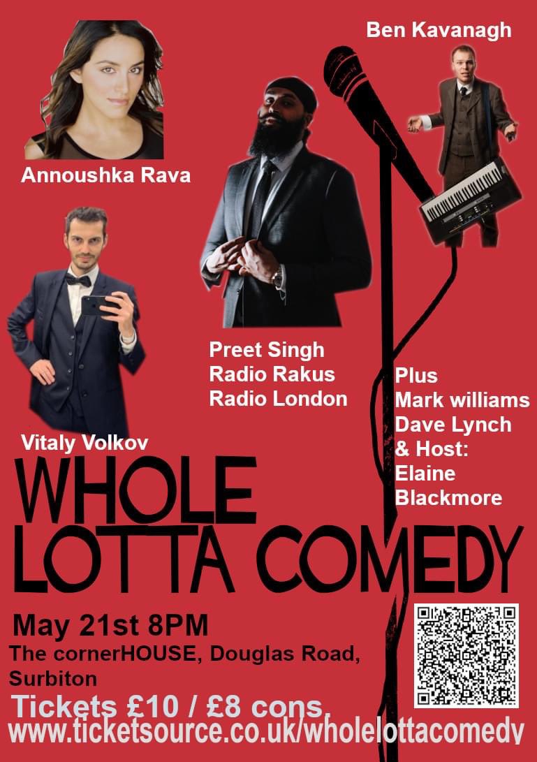 RT @wholelotacomedy The best comedians from the top clubs on your doorstep this Saturday May 21st at @cornerHOUSEarts with @BenKavanagh1 @VitalyVolkov4