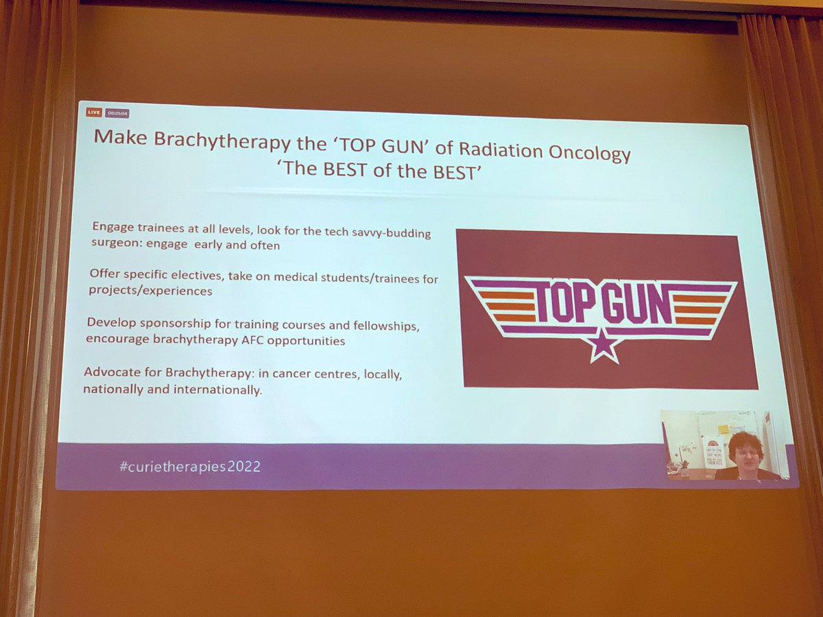 Make Brachytherapy the “Top Gun” of Radiation Oncology 🚀 

The Best of the Best! - great inspirational talk by Barbara Ann Millar on training programs in Brachytherapy

#ThisisBrachytherapy #Curietherapies2022