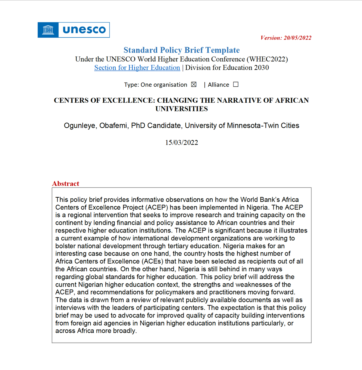 TheObafemi's tweet photo. I'm proud to have contributed to @UNESCO's World Higher Education Conference (@unescoNOW) in Barcelona, Spain which closes today.

#whec2022 #highereducation #centersofexcellence https://t.co/hx5VMbGyMP
