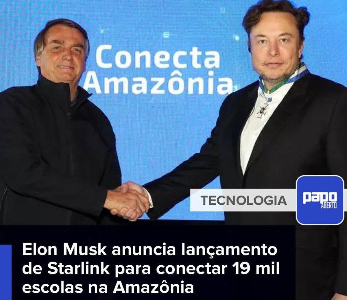 FredRC's tweet photo. Bolsonaro e Elon Musk fecham acordo histórico para conectar Escolas e melhorar o monitoramento da Amazônia. 
Sabe o que isso significa? 
Que se o Randolfe não mandar o Moraes impedir, milhões de pessoas serão beneficiadas.
Sem a esquerda, o Brasil avança. https://t.co/cbwzZFzapz