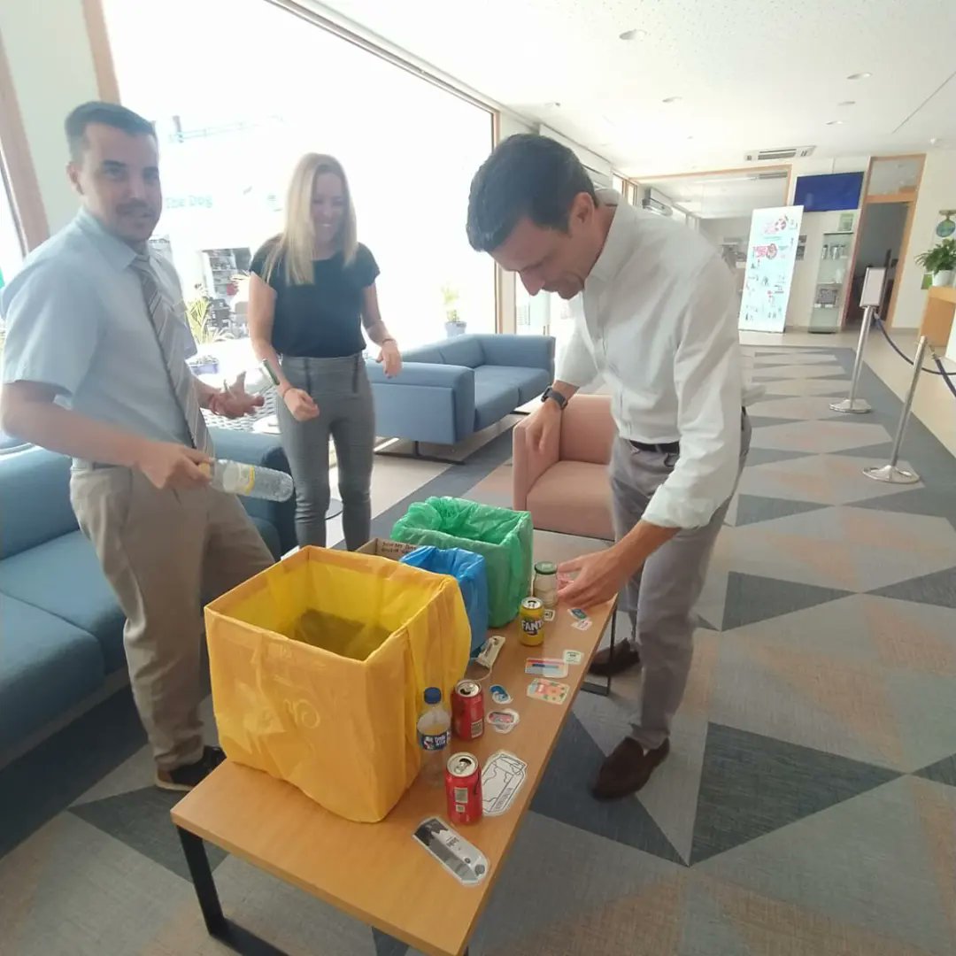 Team members at #SunsetBayClub celebrating #RecyclingDay.

#Sustainability #GoingGreen #Recycling #OneTeam
