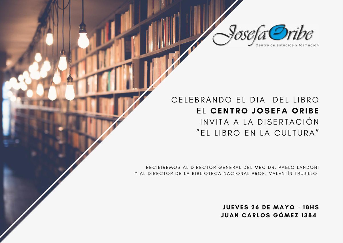 “El Libro en la Cultura” 📚 

Junto a <a href="/landoni_pablo/">Pablo Landoni C</a> y <a href="/valentin_t/">Valentín Trujillo</a> hablaremos sobre la importancia de los libros en nuestra cultura.

Te esperamos!
#DiaDelLibro