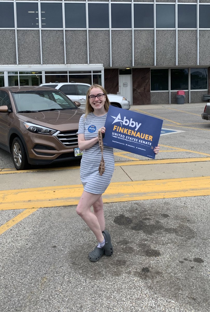 OtherOtherBauer's tweet photo. Have you voted yet? My friends and I did today! Go to your county auditor and take your friends along with you😁 #TeamAbby @Abby4Iowa https://t.co/BGvXJCkTyK