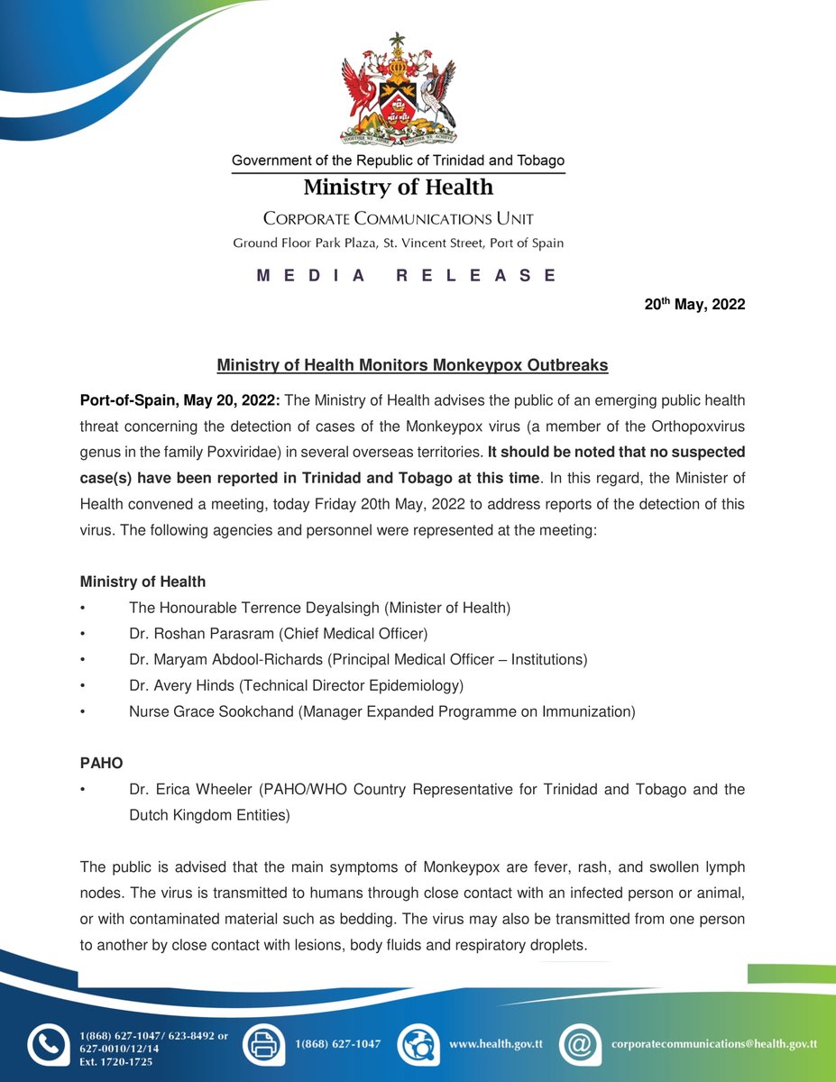 tttliveonline's tweet photo. Ministry of Health Monitors Monkeypox Outbreaks. https://t.co/a999TFBUN0